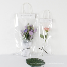 Ins OPP Clear Plastic Flower Bag with Handle